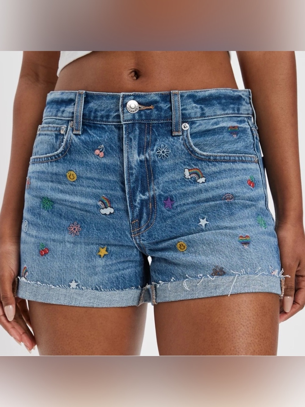 American Eagle 90s boyfriend embroidered shorts